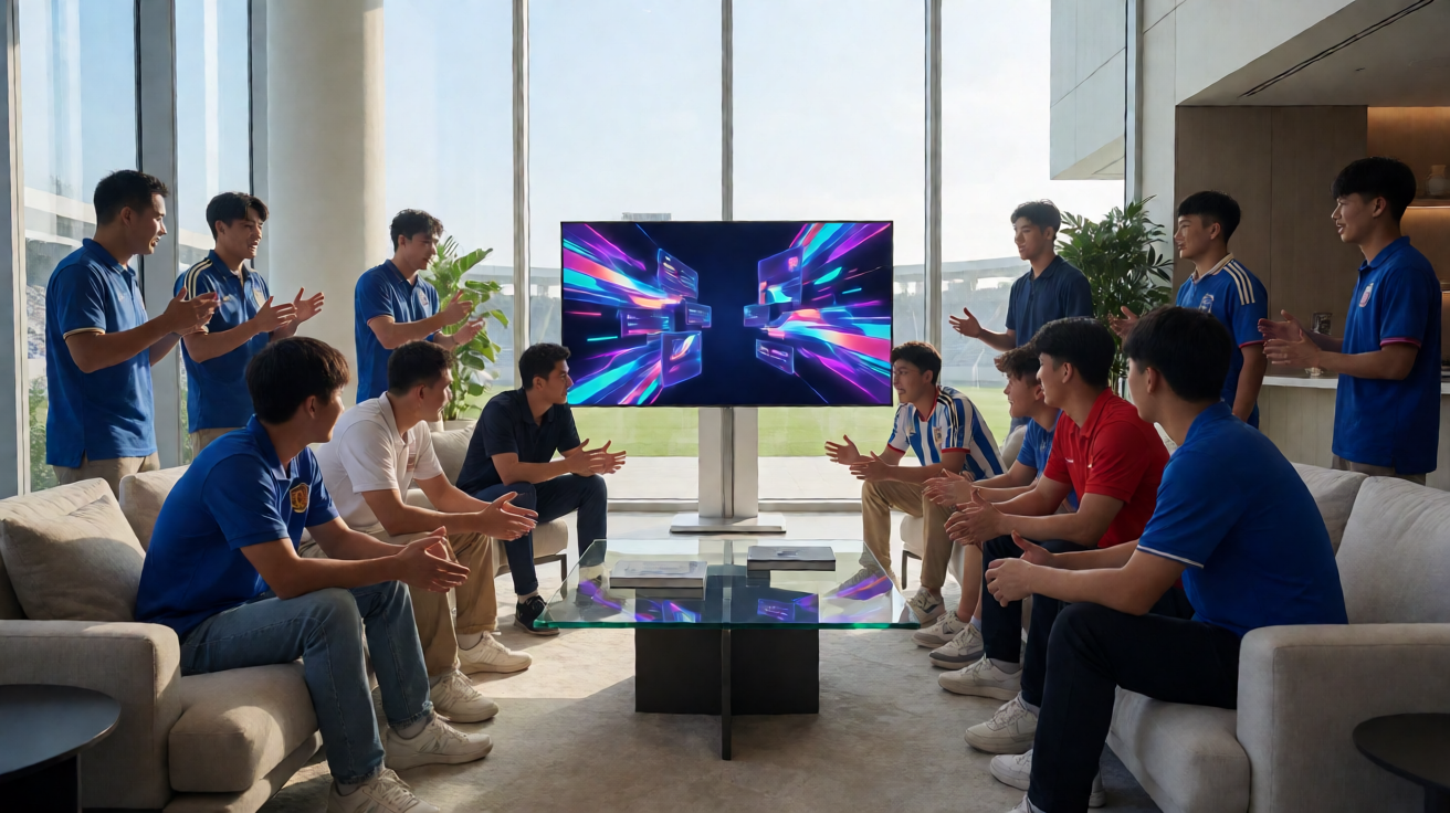 看球网品牌视觉图，展示体育直播平台的核心服务理念